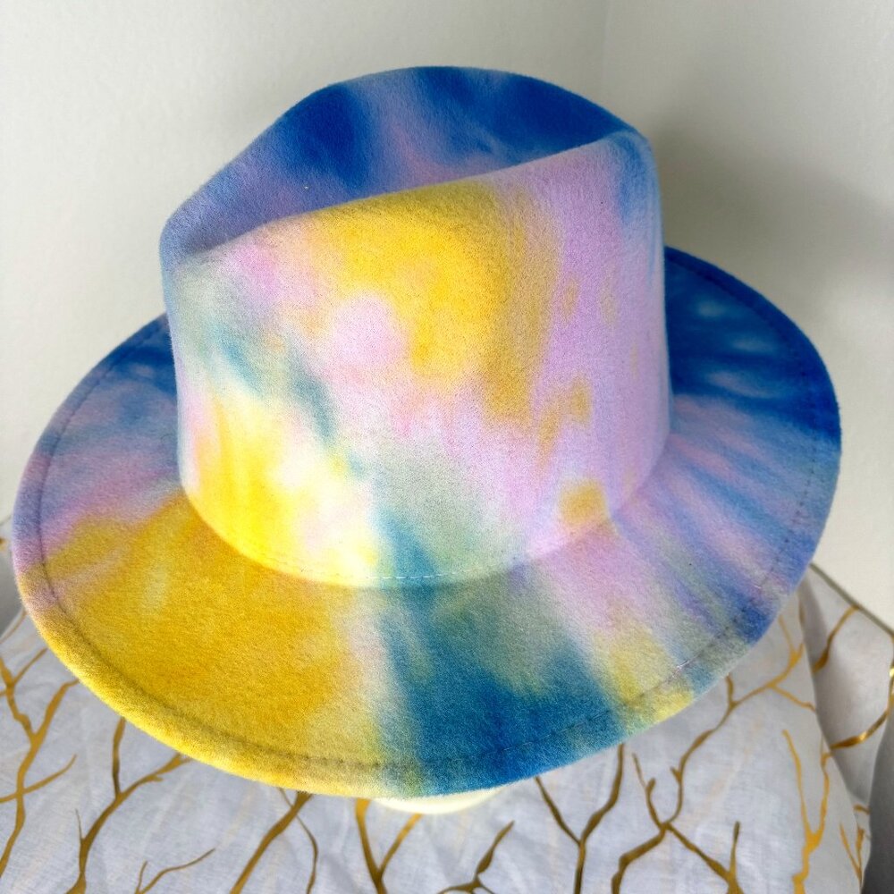 Multicolor Tie-Dye Fedora Hat